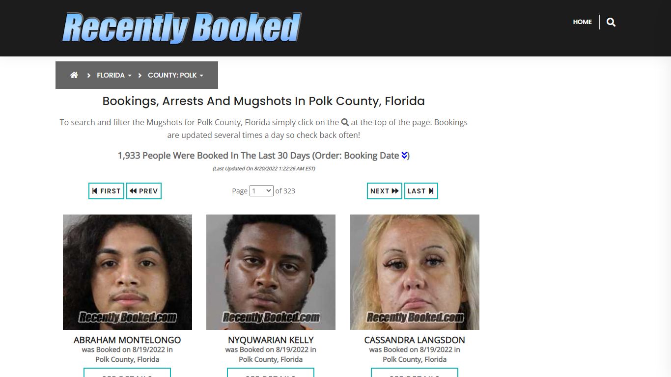 Recent bookings, Arrests, Mugshots in Polk County, Florida