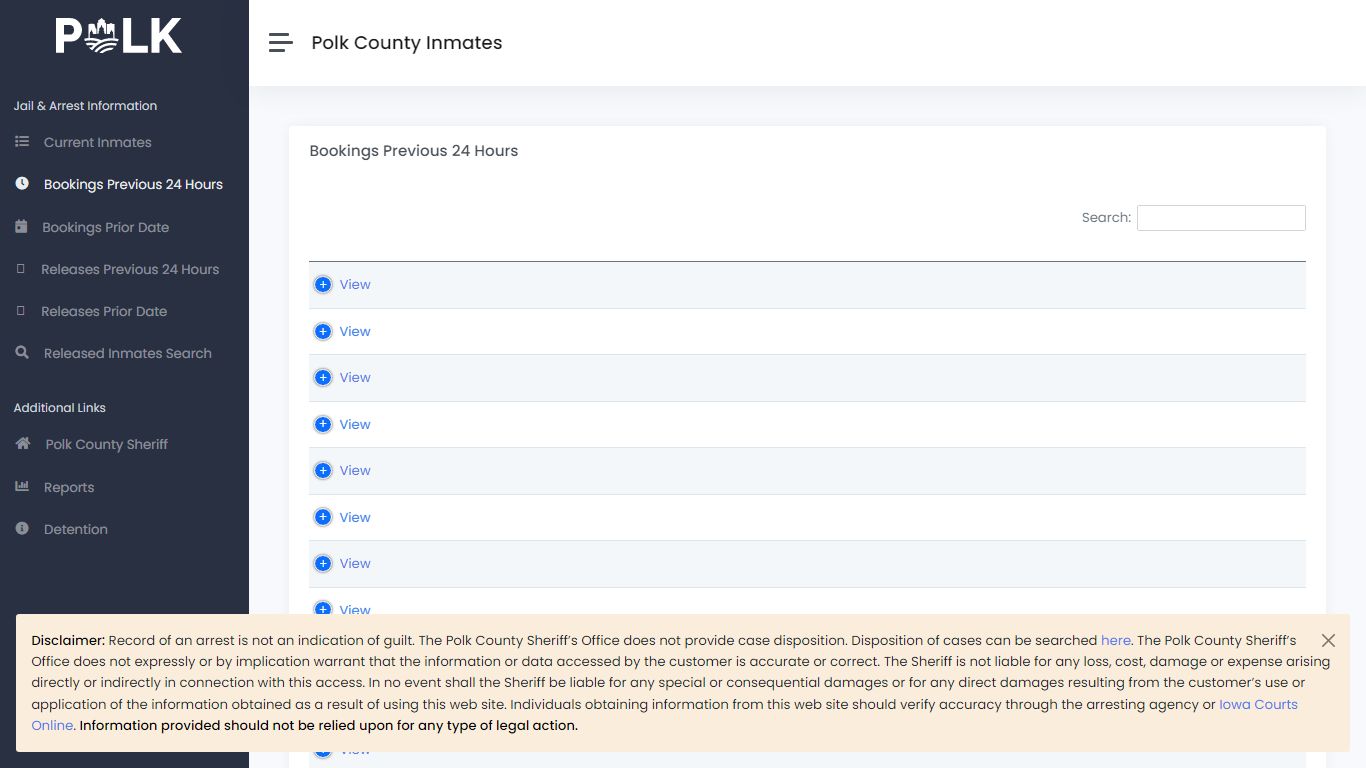 Bookings Previous 24 Hours - Polk Inmates - Polk County Iowa