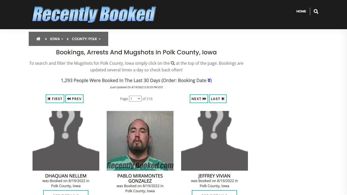 Recent bookings, Arrests, Mugshots in Polk County, Iowa - Recently Booked